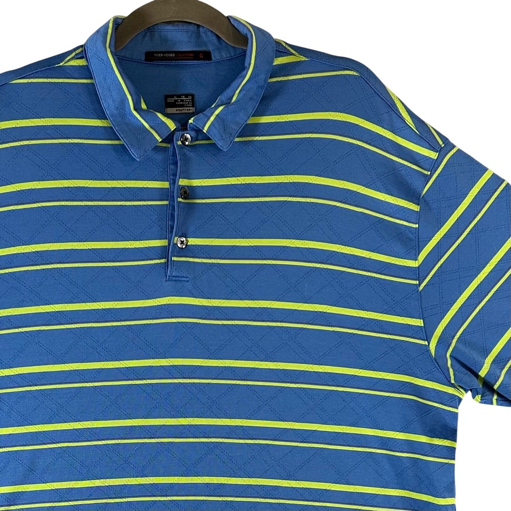 Vintage Nike Polo Shirt Tiger Woods‎ Collection Mens XL Blue Lime Green Golf